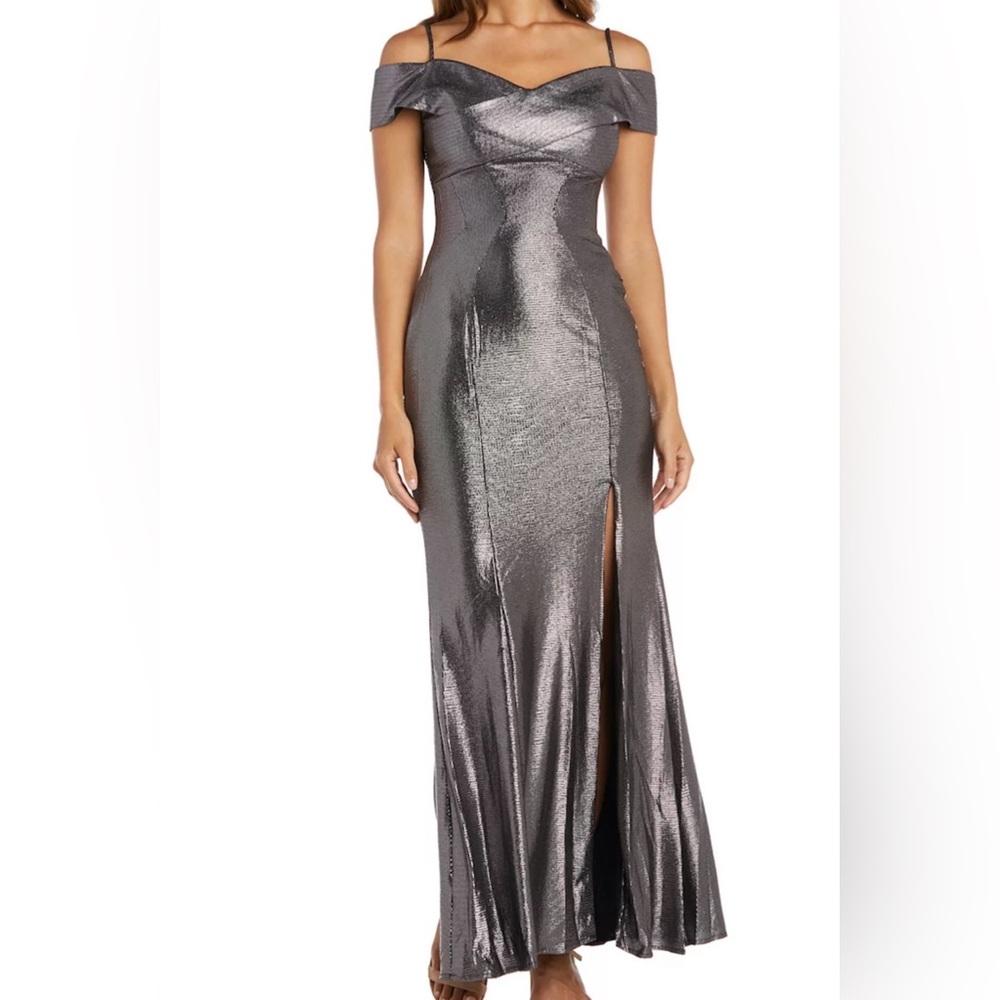 Night Way Collections Strapless Metallic Gown